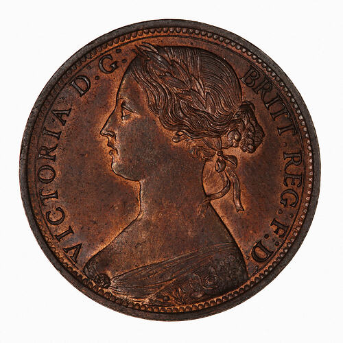 Coin - Penny, Queen Victoria, Great Britain, 1863 (Obverse)
