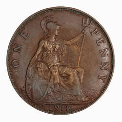 Coin - Penny, George V, Great Britain, 1918 (Reverse)