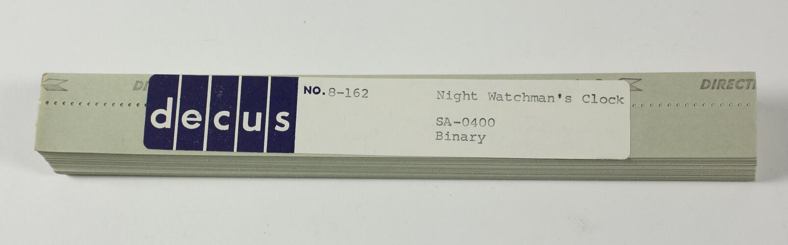 Paper tape from Night Watchman's clock.