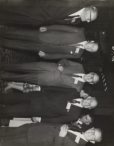 Photograph - Massey Harris Ferguson, Five Guests at the 'Show of Progress' Dealers Event, Melbourne, Victoria, 1956