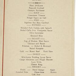 Menu - SS Kamo Maru, NYK Line, Dinner, 10 Mar 1939