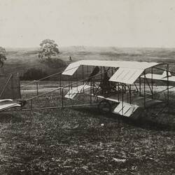 Photograph - Rear View of Completed Duigan Biplane on the Ground, Spring Plains, Mia Mia, Victoria, 1910-1911