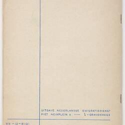 Booklet - 'Wetenswaaedigheden Voor Vrouwelikje Emigranten Australie', Dutch Immigration Service, circa 1960