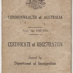 Certificate of Registration - Issued to Laszlo Gaal, Department of Immigration, 23 Sep 1957
