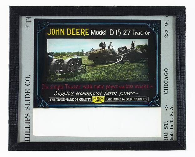Glass Advertising Slide - John Deere Tractor, United State of America, circa 1950's