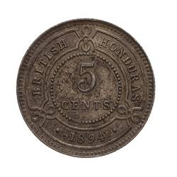 Coin - 5 Cents, British Honduras (Belize), 1894