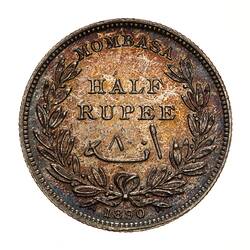 Coin - 1/2 Rupee, Mombasa, Kenya, 1890