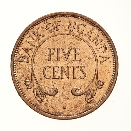 Coin - 5 Cents, Uganda, 1966