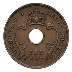 Coin - 10 Cents, British East Africa, 1935