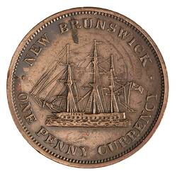 Coin - 1 Penny, New Brunswick, Canada, 1854