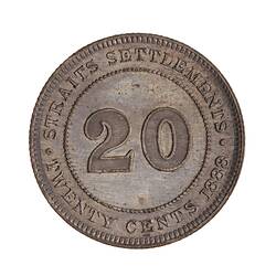 Coin - 20 Cents, Straits Settlements, 1888