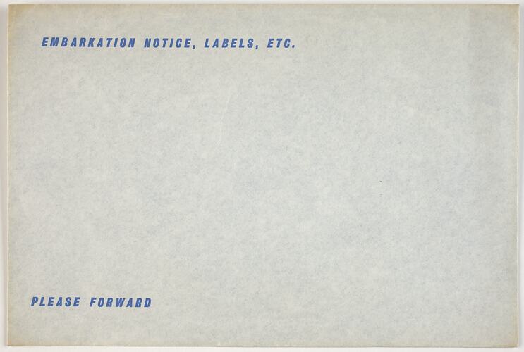 Envelope - P&O Lines, Embarkation Notice