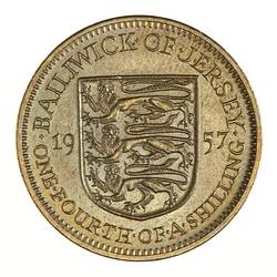 Coin - 1/4 Shilling, Jersey, Channel Islands, 1957