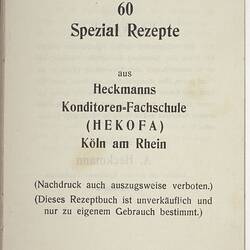 Recipes Booklet - German, Karl Muffler