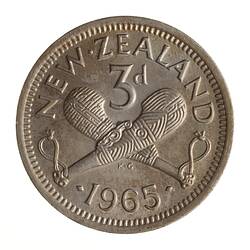 Coin - 3 Pence, New Zealand, 1965