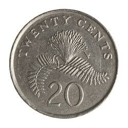 Coin - 20 Cents, Singapore, 1985