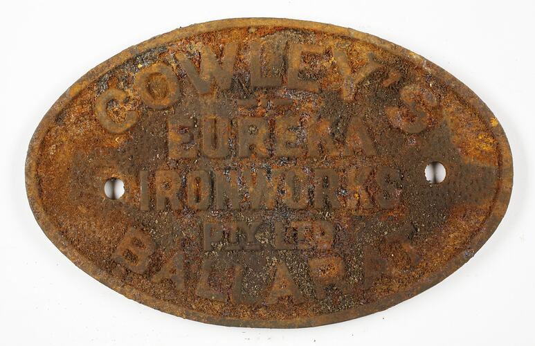 Boiler Plate - Cowley's Eureka Ironworks, Ballarat, Victoria