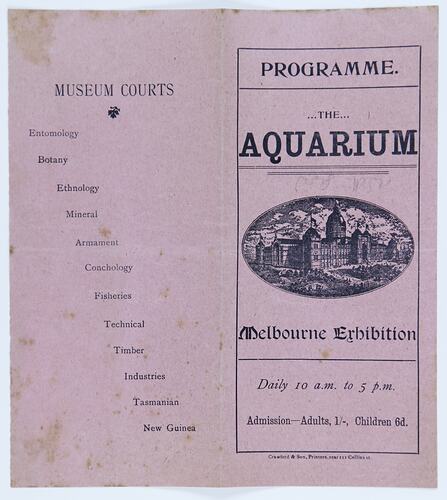 Program - Aquarium, Exhibition Buildings, circa 1913