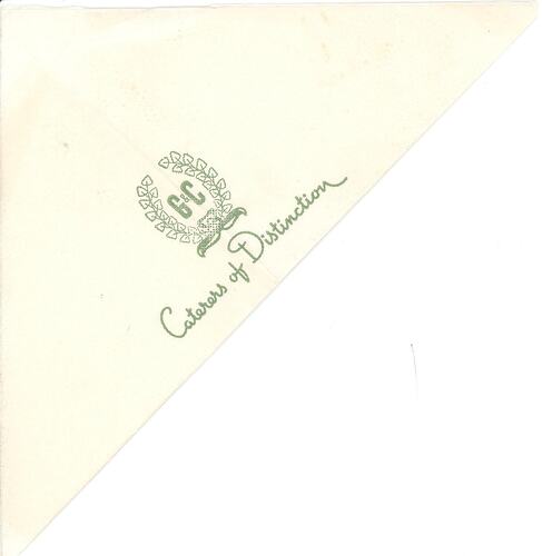 Serviette - Provided to Mrs Cluny Macpherson While Attending Morning Tea During Queen Mother's Royal Visit, Victoria, Mar 1958