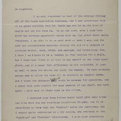 Letter - H. V. McKay, to D. B. Ferguson, Business Matters, 6 Dec 1912