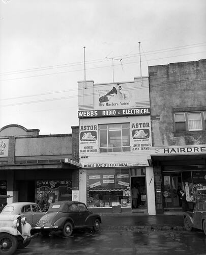 Radio Corporation Ltd, Webb's Radio & Electrical Store Front, Brunswick, Victoria, 1956