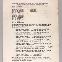 Report - 'Bring Out a Briton Committee's Operations', Methodist Church, East Malvern, Victoria, circa 1964
