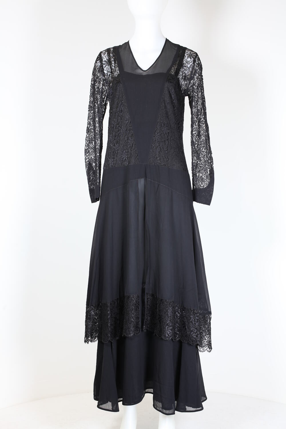 Dress - Black Silk Georgette, circa 1930