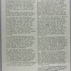 Letter & Information Sheet - Australian Migration Mission, Vienna to Dorothea Huber, 19 Oct 1959