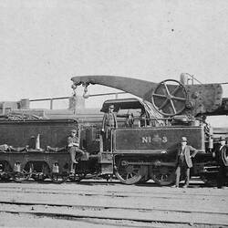 Postcard - Victorian Railways, No.3 Steam Crane Locomotive (formerly Z-526), North Melbourne, Victoria, circa 1920s