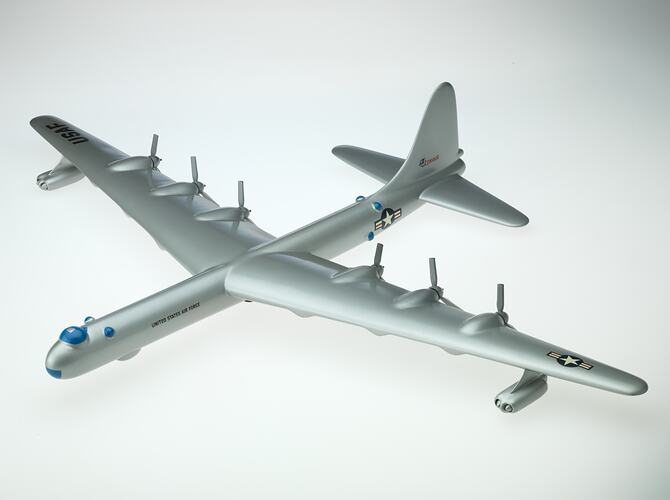 Silver model aeroplane.