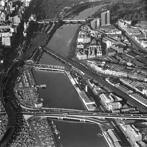 Negative - Aerial View of the Yarra River, Melbourne, circa 1955-1960