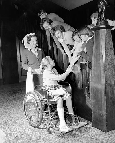 Australian Red Cross Society, Girl in a Wheelchair, Toorak, Victoria, 22 May 1959