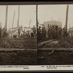 Stereograph - 'The Great War, One of the Famous German Pill Boxes Captured by AIF', circa 1914-1918