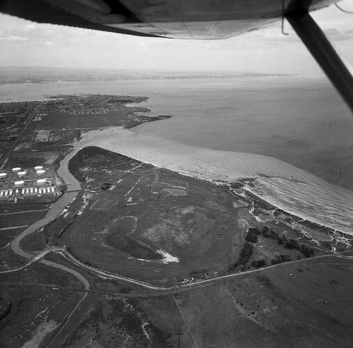 Monochrome aerial photograph of Williamstown.