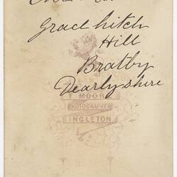 Back of Photograph of John Astle, England, circa 1870s