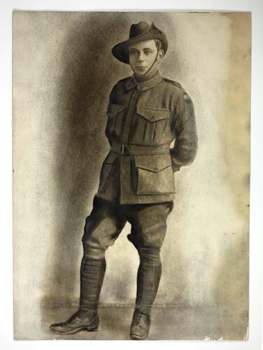 Soldier in uniform with slouch hat, standing.
