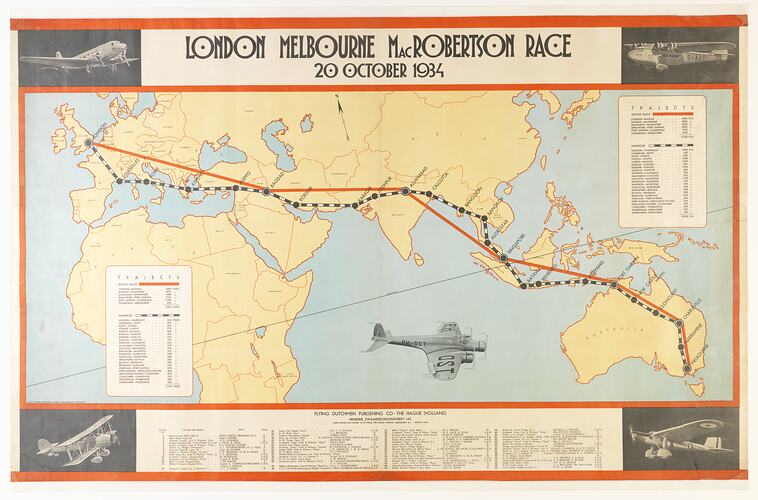 Poster - London Melbourne MacRobertson Race, 1934