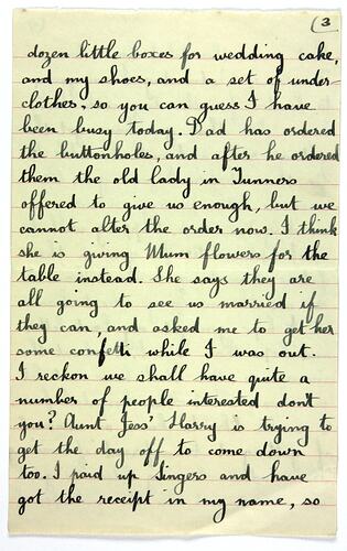 Off white page with handwritten text in black ink. Page 3.