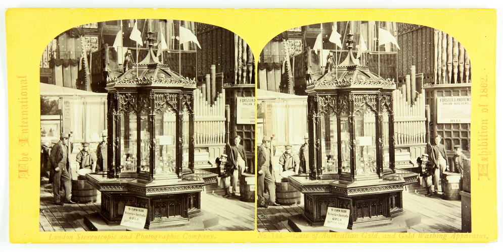 Stereograph - 'The Australian Gold Nugget', Victorian Gold Display, London International Exhibition, 1862