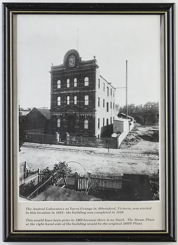 Framed Photograph - Baker & Rouse Pty Ltd, Austral Laboratory at Yarra Grange, Abbotsford, circa 1890
