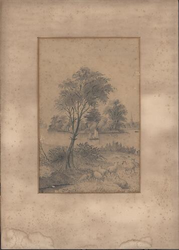 Sketch - Pastoral River Scene, circa 1900