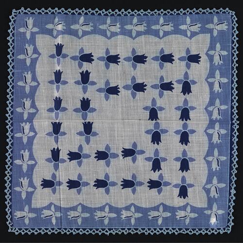 Handkerchief with Blue and White Daffodils.