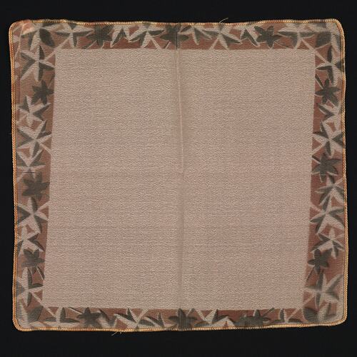Silk handkerchief with Pink and Brown Leaves.