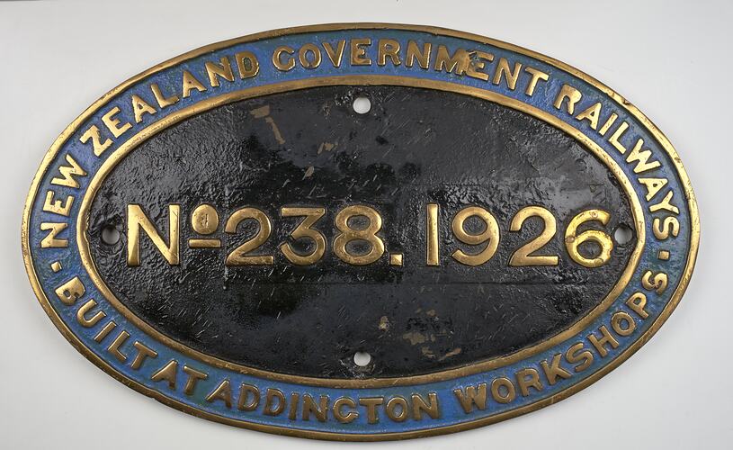 Locomotive Builders Plate - NZ Government Railways, 1928