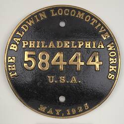 Locomotive Builders Plate - Baldwin Locomotive Works, Philadelphia, USA, 1925