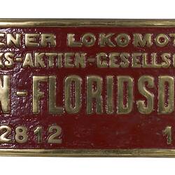 Locomotive Builders Plate - Wiener Lokomotiv Fabriks AG, Vienna, 1921