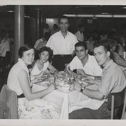 Negative - Three Couples at a Table on the MV Fairsea, 1957