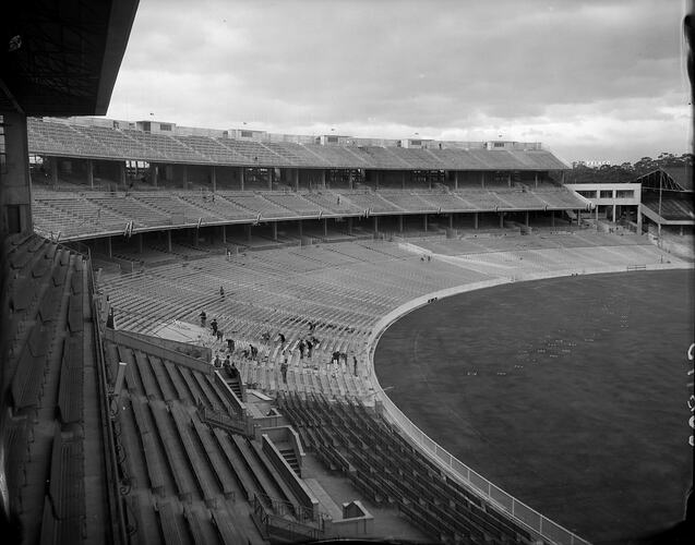 Workers Installing Seats, Melbourne Cricket Ground, Melbourne, Victoria, 1956