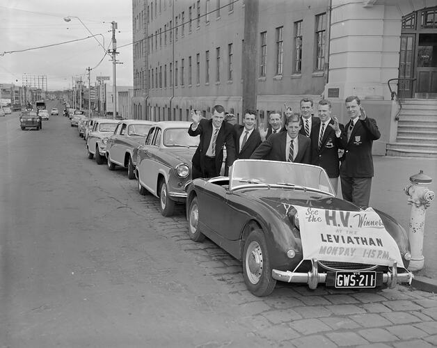 H. R. Varley & Sons Pty Ltd, Men Standing Behind Car, Melbourne, Victoria, Sep 1958