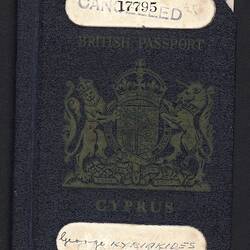 Passport - British, Issued to George Kyriakides, Nicosia, Cyprus,12 Jul 1947
